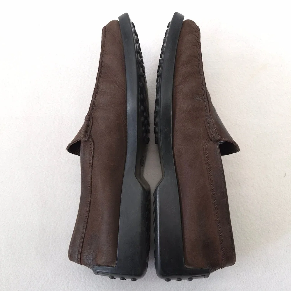 Tods Gommino Brown Leather Driving Loafers Pebble Sole Mens Size 11.5